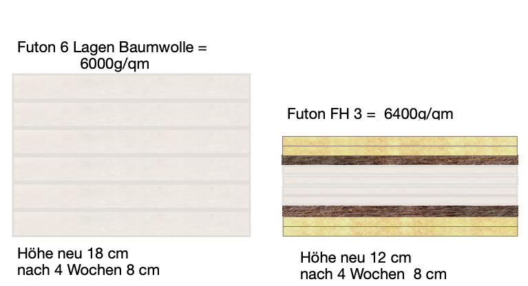 Baumwoll-Futon vs FH3 (Wolle/Kokos/Baumwolle)